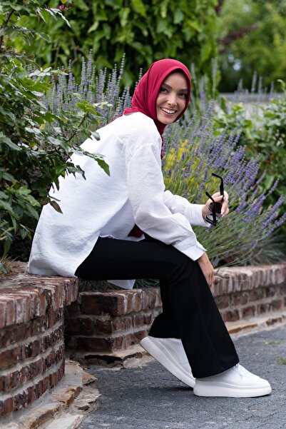 ELANS Combed Cotton Ready Practical Shawl Scarf Claret Red