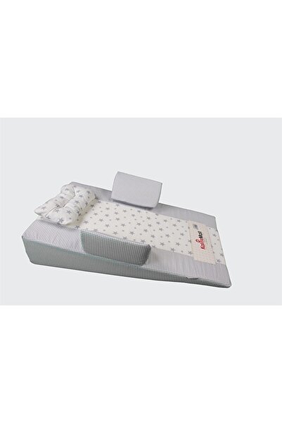 KaliteMall Yıldızlı Rüyalar Bebek Reflü Yatağı - Gri Yıldızlı