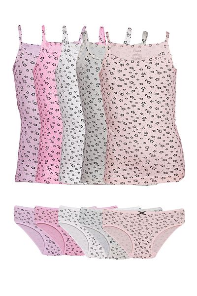 Onurel 5-Piece Girl's Floral Pattern Lycra Undershirt Set