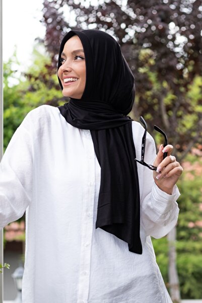 ELANS Penye Hazır Pratik Şal Eşarp Siyah