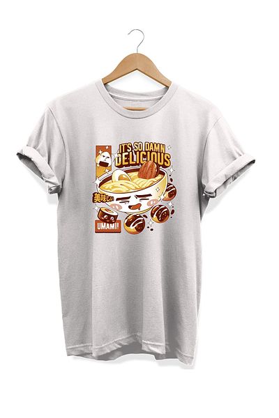 remonz Σειρά Food Anime Ramen εμπριμέ 100% βαμβακερό μπλουζάκι μεγάλου μεγέθους