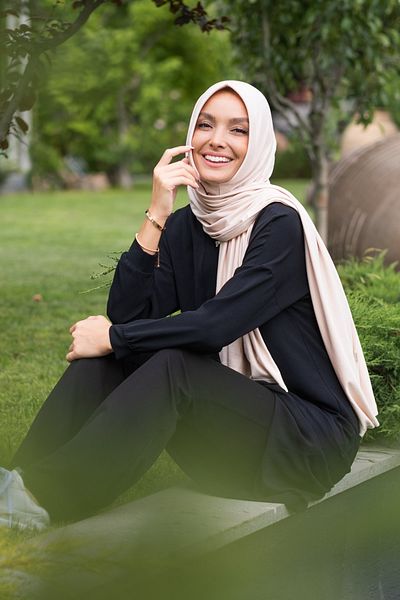 ELANS Combed Cotton Ready Practical Shawl Scarf Cream