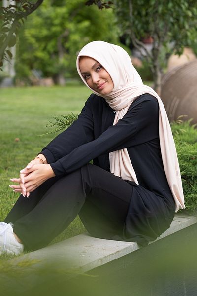 ELANS Combed Cotton Ready Practical Shawl Scarf Cream