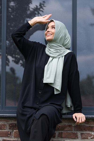 ELANS Combed Cotton Ready Practical Shawl Scarf Water Green