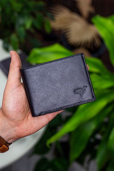Garbalia Chapel Genuine Leather Classic Black Men's Wallet with Coin Compartment