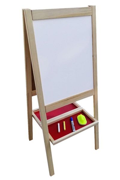 Yıldırım's Home Double Sided Footed Wooden Children's Writing Board with Pencil Eraser Chalk Gift