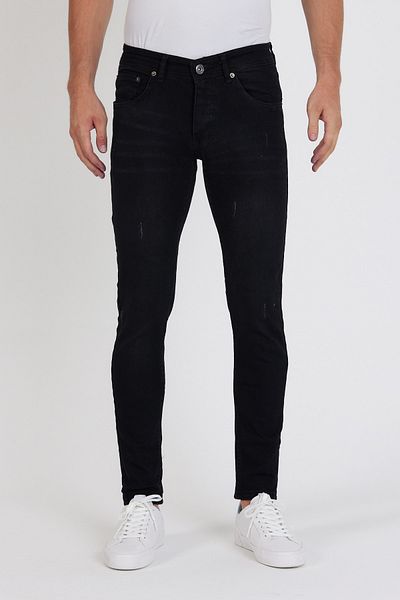 Newtime Men's Trousers Skinny Fit Lycra Black with Black Spikes