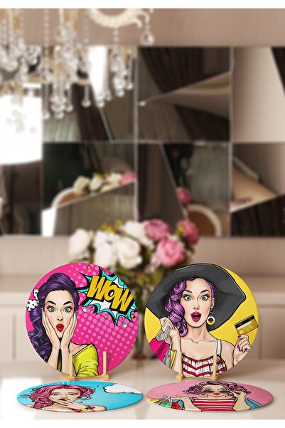 Realhomes 4-Piece Pop-art Fashion Girl Designed Placemat & Supla