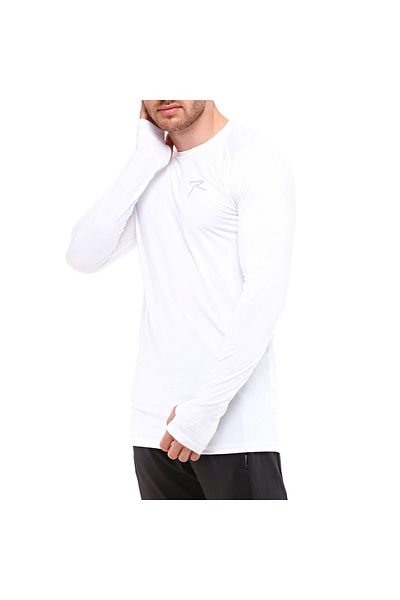 raru White Long Sleeve Technical Performance Sports T-shirt