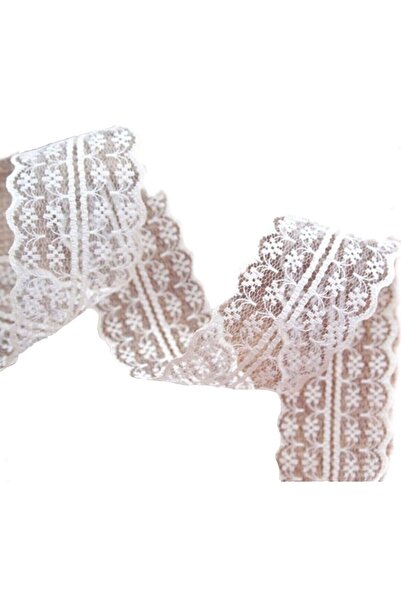 Limelia Panglică albă de dantelă guipură cu două straturi de 10 metri