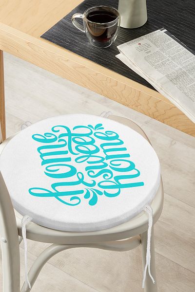 Realhomes Turquoise Home Digital Printed Round Zippered Chair Cushion