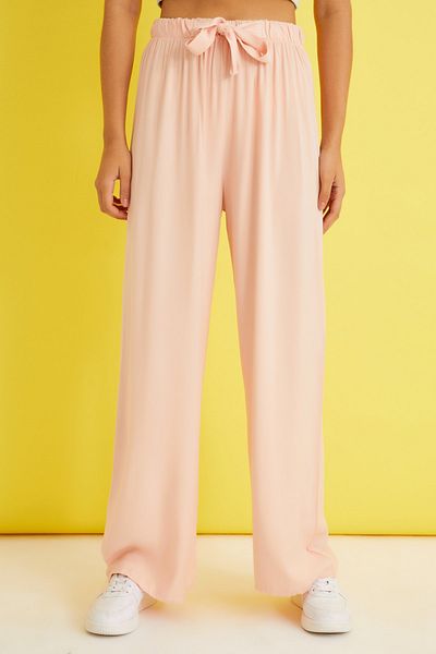 Bukamiss Women's Powder Pink Viscose Trousers