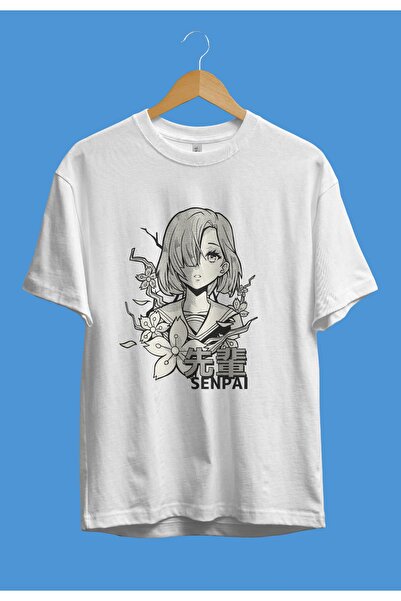 YQYQ Μπλουζάκι Unisex με τυπωμένο ασπρόμαυρο σχέδιο Anime Manga Character