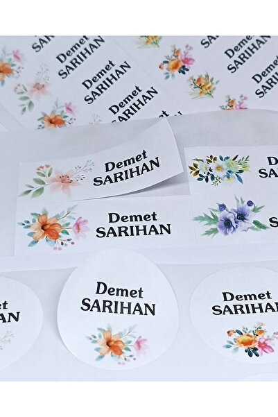 Vice Isim Baskılı Defter Kalem Okul Etiketi ( 198 Adet Çiçek Temalı )