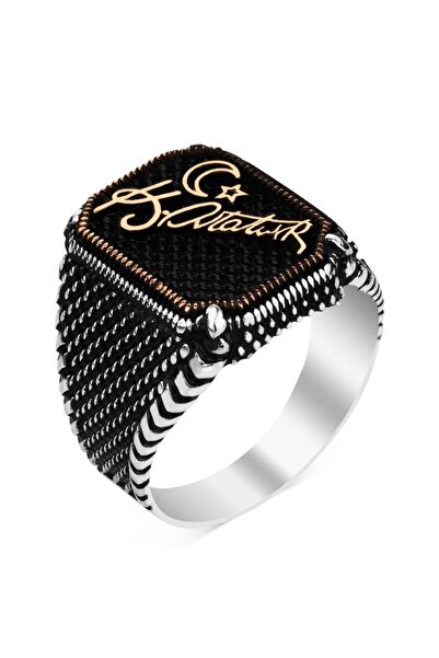 Anı Yüzük Mustafa Kemal Atatürk Imzalı Ay Yıldızlı Gümüş Erkek Yüzük