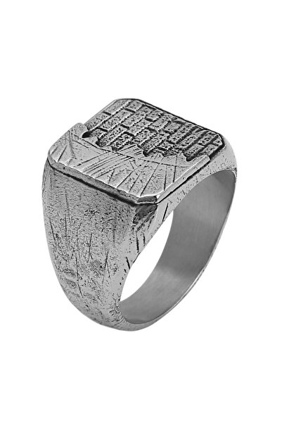 Anı Yüzük Yeni Yaşam Temalı Taşsız Gümüş Erkek Yüzük Gümüş Renk