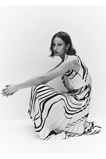 MANGO Woman Dökümlü Pilili Elbise