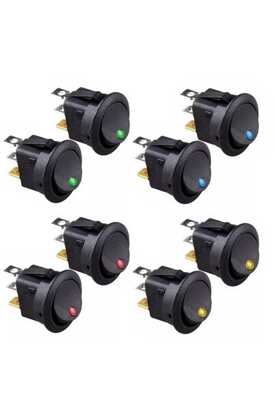 Genel Markalar 8 Adet 12v Nokta Işıklı 20mm Marin Anahtar