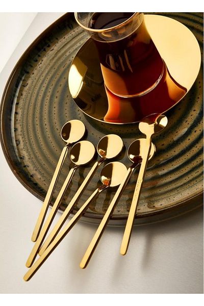 ÖZLİFE Dzd-877 Duru Titenyum Gold Teaspoon - 6 Pieces Teaspoon