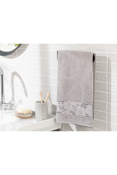 English Home Πετσέτα προσώπου από βαμβάκι Gardenya με περίγραμμα 50x76 εκ. Γκρι