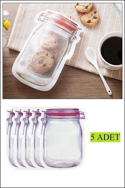 Dream Plus 5 Pieces 500 Ml Jar Appearance Thick Ziplock Storage Bag