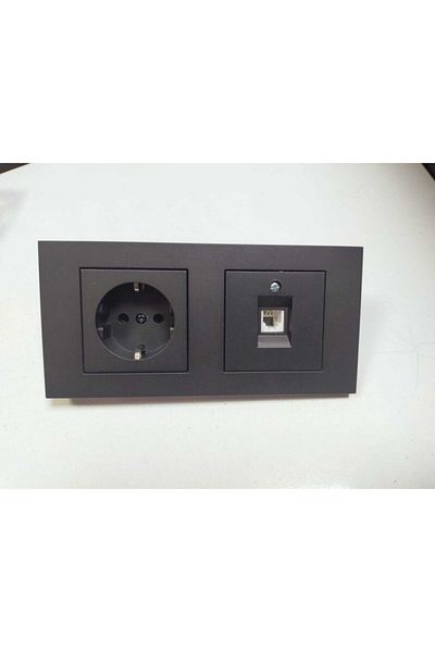 OVİVO Smoked Grounded Socket + Numeris Telephone Socket + 2 Frame