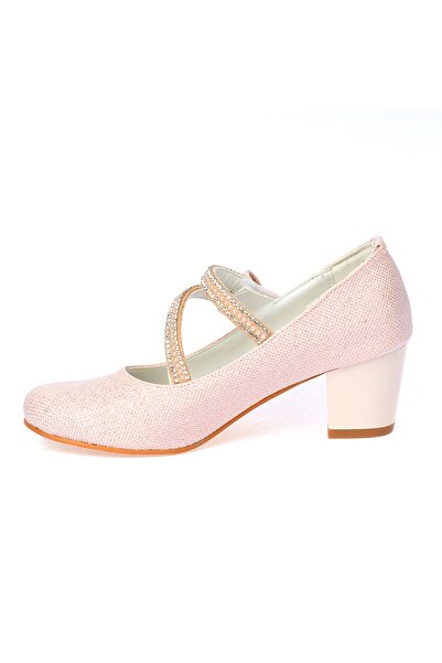 KARAMAZI 750 Simli Günlük Kız Çocuk 4 Cm Topuk Babet Ayakkabı