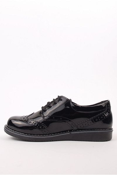 Minican Boy's Black Patent Leather Laced Casual Shoes