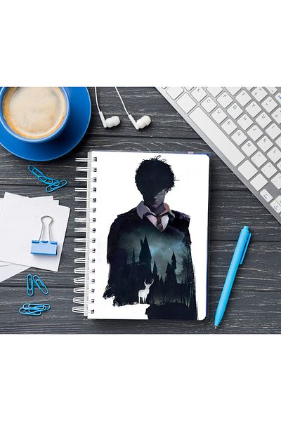Walldeco Caiet din MDF cu copertă din lemn Harry Potter fără linii
