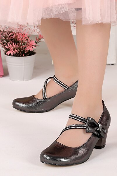 KARAMAZI Pantofi balerină Kiko 750 Vakko Daily pentru fetiță cu toc de 4 cm, platină