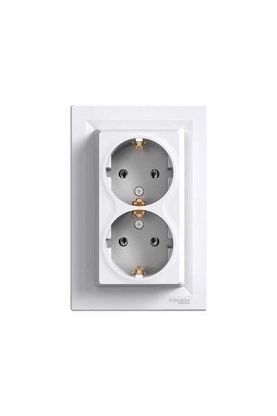 Schneider Electric Schneider Eph9900121 Asfora White Double Grounded Socket - Framed