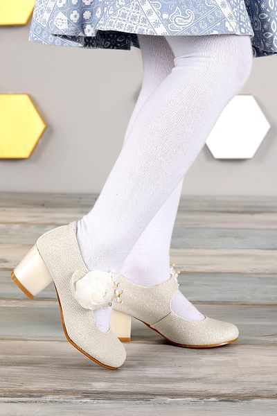KARAMAZI 751 Model Silvery Pantofi de balerină cu toc de 4 cm pentru fete
