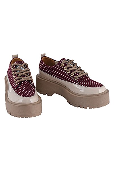 Cotto Shoes Bordo - Keten Kadın Günlük Sneaker