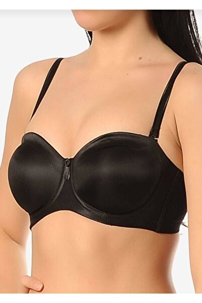Yeni İnci Kadın Siyah Çıkartılabilir Askılı Straplez Toparlayıcı Sütyen B/c Cup 1680