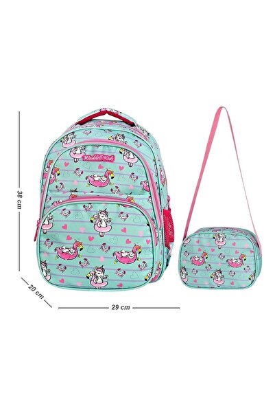 Waddell Kids Oval Turkuaz Unicorn Ilkokul Ve Beslenme Çantası - 5050