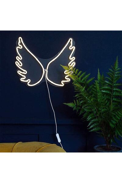 SMİLE CONCEPT Melek Kanadı - Kelebek - Neon Led Dekoratif Duvar Yazısı Aydınlatması Gece Lambası