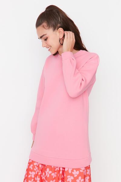 Trendyol Modest Ροζ Πλεκτό Φούτερ με λαιμόκοψη TCTAW23TW00012
