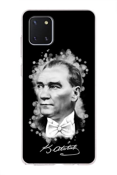 PrintiFy Samsung Galaxy Note10 Lite Kapak Atatürk Tasarımlı Şeffaf Silikon Kılıf