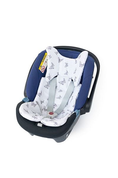 DEUX LAPINS 100% Cotton Muslin Stroller & Car Seat Cushion Iconıque Lapin - Gray Rabbit Pattern