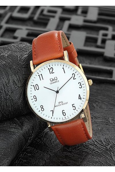 Q&Q Leather Men's Wristwatch Pqz02d