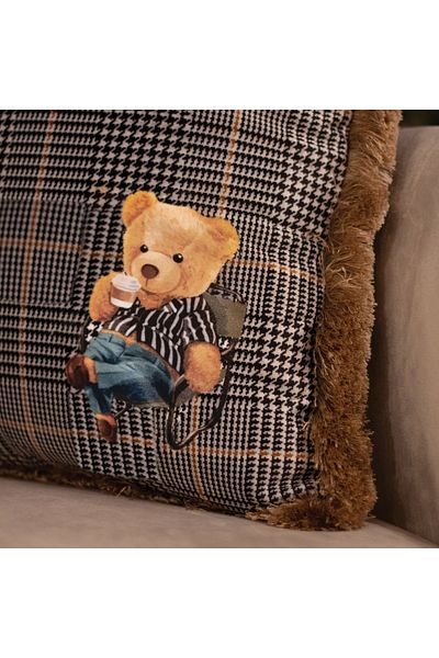 Adawall Checkered Picnicer Teddy Decorative Throw Pillow