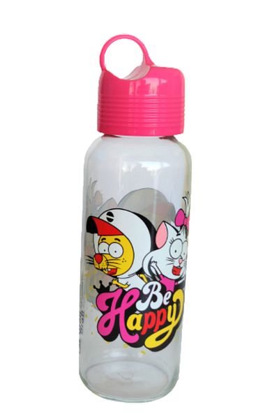 Gıpta Kral Şakir Glass Water Bottle Blue And Pink Color