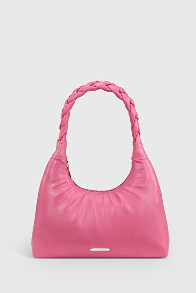 Housebags Women's Pink Knitted Handle Baguete Bag 215