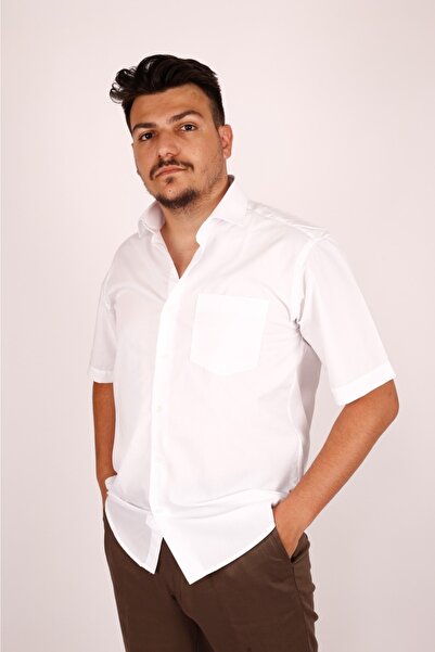 nacar çarşı Men's White Short Sleeve Classic Shirt