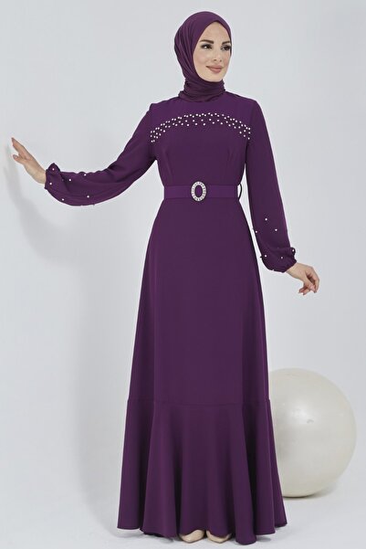 Feiza Collection Tesettür Abiye Elbise - Mor
