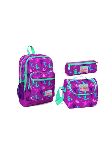 Yaygan Coral High Fairy Patterned 3-Piece Primary School Bag Set 23109