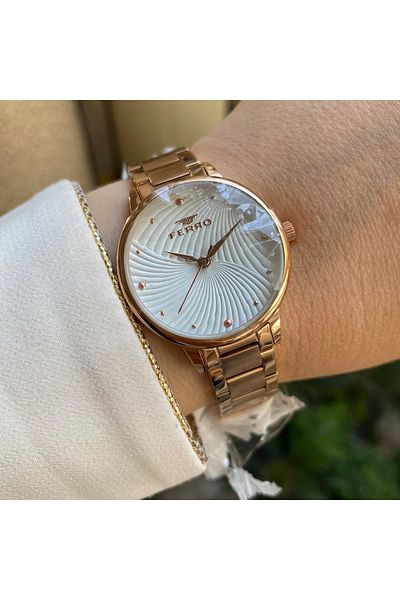 FERRO F40093a-c Rose Steel Cord Women's Wristwatch