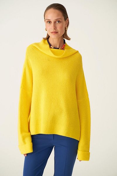 Perspective Illas Yellow Color Women's Knitwear Blouse