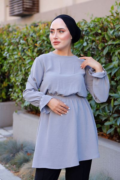VOLT CLOTHİNG Ayrobin-Tunika mit geraffter Taille und Ärmeln für Damen