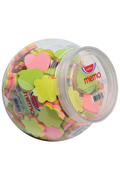Noki Memo 45x45 Mixed Shaped 3 Colors 75 Sheets 100 Pieces Jar
